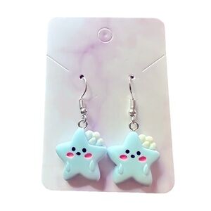 Blue Star Drop Earrings